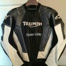 New Men's Triumph Black/White Motorcycle Racing 100% Cowhide Leather Jacket