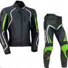GREEN Motorcycle RACING Leather Suit Jacket Pants For Kawasaki