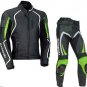 GREEN Motorcycle RACING Leather Suit Jacket Pants For Kawasaki
