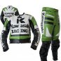 MEN Black Green Motorcycle RACING Leather Suit Jacket Hump Pants For Kawasaki