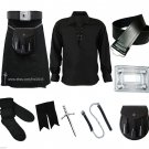 8 in 1 Kilt Deal Black Tartan kilt, Jacobite Shirt, Belt, Sporran, Pin, Flashers, Hose and Buckle