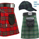 Royal Stewart Tartan Kilts for Men, AND Irish Kilts for Men Deal (2 in 1) 32 Size FREE Baseball Cap