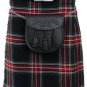 32 Size Black Cotton Leather Straps Kilts, AND Black Stewart Tartan Kilts for Men (2 in 1) Deal