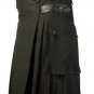 34 Size Black Cotton Leather Straps Kilts, AND Black Stewart Tartan Kilts for Men (2 in 1) Deal