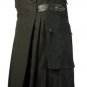 32 Size Black Watch Tartan Kilts for Men AND Black Cotton Leather Straps Kilts, (2 in 1) Deal