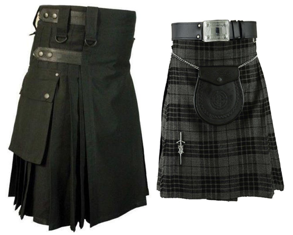 Men's Black Cotton Utility Kilts (2 in 1) Deal, 38 Size Grey Watch ...