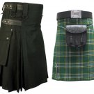 44 Size Irish Tartan Kilt for Men AND Men's Black Cotton Utility Kilts (Buy 1 Get 1 FREE)