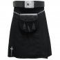 32 Size Plain Black Tartan Kilt for Men & Men's Black Cotton Utility Kilt (Buy 1 Get 1 FREE)