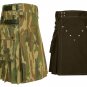 42 Size Jungle Camo Tactical Duty Kilts, Chocolate Brown Utility Kilts For Men