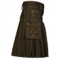 38 Size Jungle Camo Tactical Duty Kilts, Chocolate Brown Utility Kilts For Men