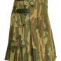 34 Size Jungle Camo Tactical Duty Kilts, Chocolate Brown Utility Kilts For Men