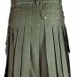 30 Size Jungle Camo Tactical Duty Kilts, Olive Green Cotton Utility Kilts For Men