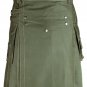 34 Size Jungle Camo Tactical Duty Kilts, Olive Green Cotton Utility Kilts For Men