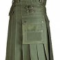 34 Size Jungle Camo Tactical Duty Kilts, Olive Green Cotton Utility Kilts For Men