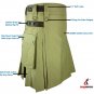 30 Size Khaki Leather Straps Kilts For Men, Jungle Camo Tactical Duty Kilts