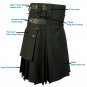 42 Size Jungle Camo Utility Kilts For Men, Men's Leather Straps Black Utility Kilts