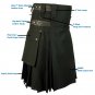 50 Size Jungle Camo Utility Kilts For Men, Men's Leather Straps Black Utility Kilts