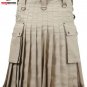 30 Size Khaki Cotton Utility Kilts For Men, Men's Chocolate Brown Utility Kilts