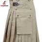 30 Size Khaki Cotton Utility Kilts For Men, Men's Chocolate Brown Utility Kilts
