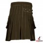 32 Size Khaki Cotton Utility Kilts For Men, Men's Chocolate Brown Utility Kilts