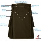 42 Size Men's Chocolate Brown Cotton Utility kilt in Cargo Pocket