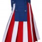 34 Size USA Flag Hybrid Utility Kilt With Cargo Pockets, American Flag Kilt