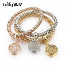 2016 New Fashion Bracelets Bangles Jewelry Gold Silver Chain Bracelet Round H...