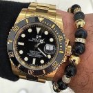 Men Bracelet 8MM Natural agate stone beads 8MM Luxury North skull Gold plated
