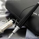 Greta Garbo luxury monte black fountain pen with pearl silver clip roller bal...