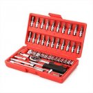 46 Pieces Combination Socket Set Ratchet tool Torque Wrench To Repair Auto Re...