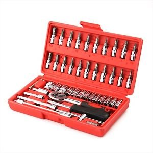 46 Pieces Combination Socket Set Ratchet tool Torque Wrench To Repair Auto Re...