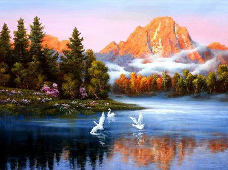 Lake with Mountains Paint by Numbers