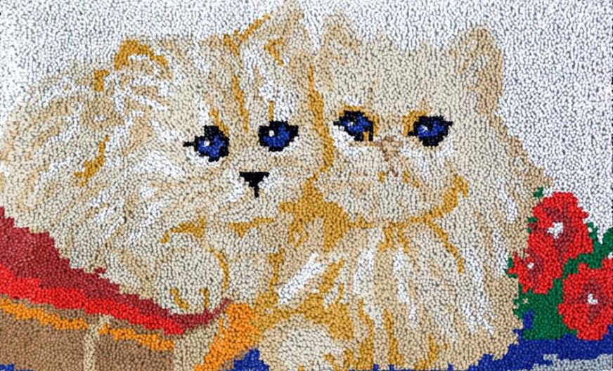 Two Kittens Rug Latch Hooking Kit (85x58cm blank canvas)