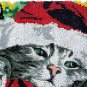 Rug Making Latch Hooking Kit | Cat in Christmas Hat (85x58cm blank canvas)