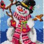 Rug Making Latch Hooking Kit | Snowman with Birds (60x90cm printed canvas)