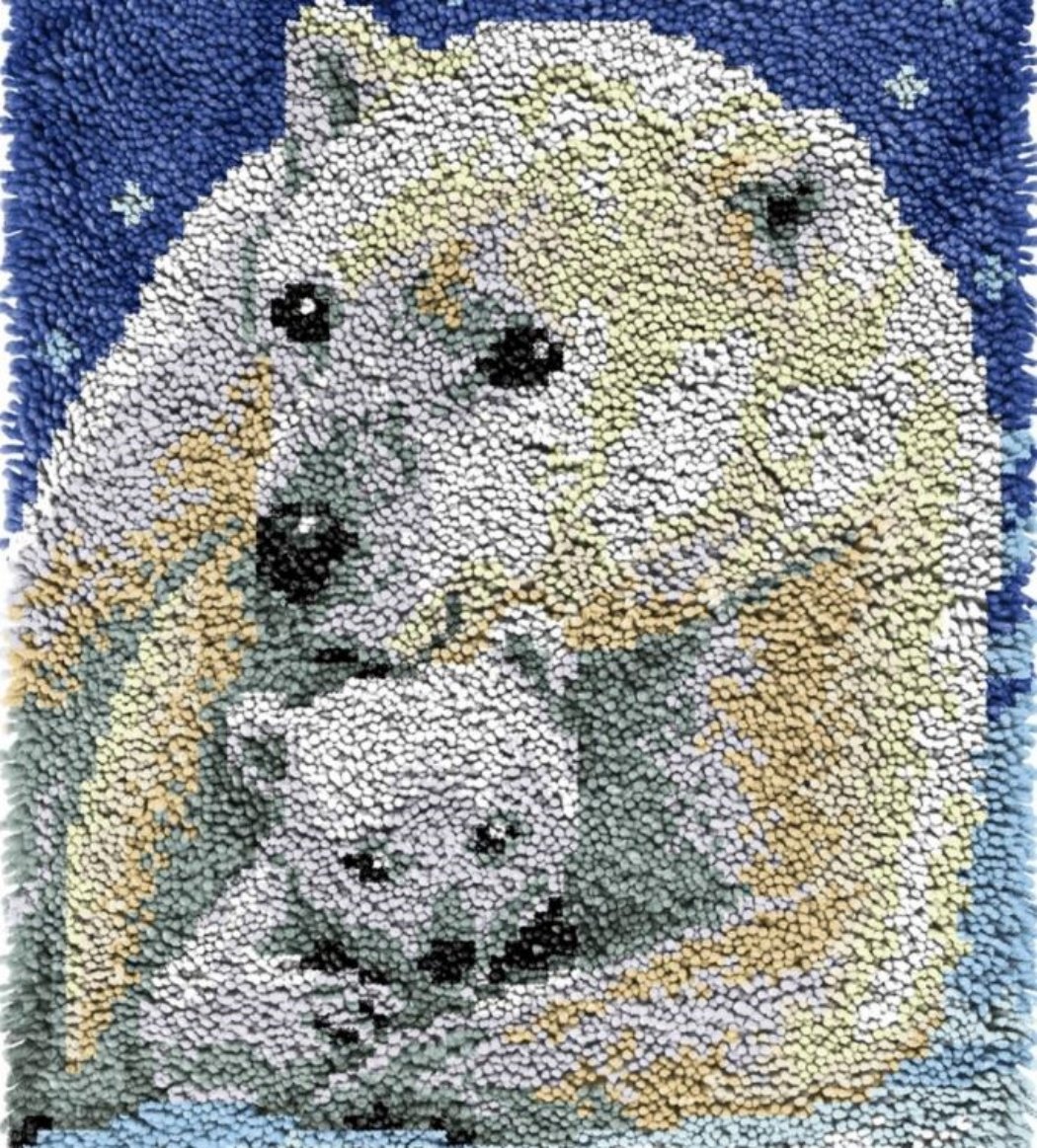 Rug Making Latch Hooking Kit | Polar Bear (64x48cm blank canvas)