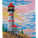Rug Making Latch Hooking Kit | Sunrise Lighthouse (printed canvas)