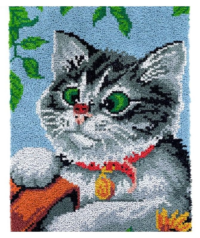 Rug Making Latch Hooking Kit | Lovely Kitten (58x87cm printed canvas)