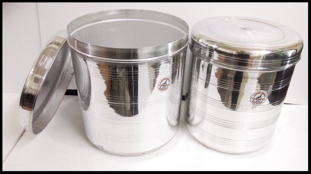 ALUMINUM GRAIN FOOD FLOUR STORAGE BOX CANISTERS CONTAINERS 5 PIECES SET