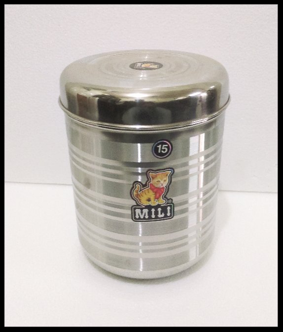 STAINLESS STEEL ATTA DOUGH GRAIN STORAGE CANISTER CONTAINER 2 KG