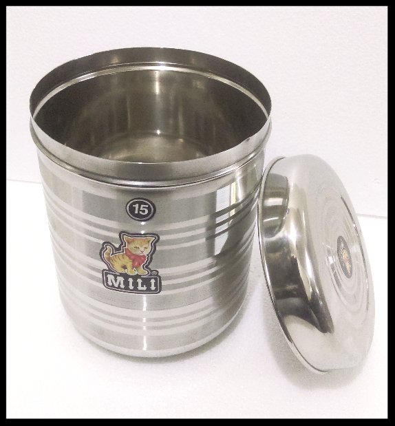 STAINLESS STEEL ATTA DOUGH GRAIN STORAGE CANISTER CONTAINER 2 KG