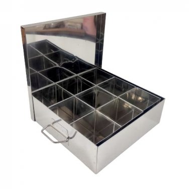 Large Indian Spice Box | Steel 9 Compartments Big Spice Box Jar (Masala Dabba) | 400 Grams