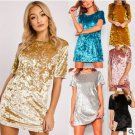 women velvet dress short sleeves skirt vestido winter spring autumn