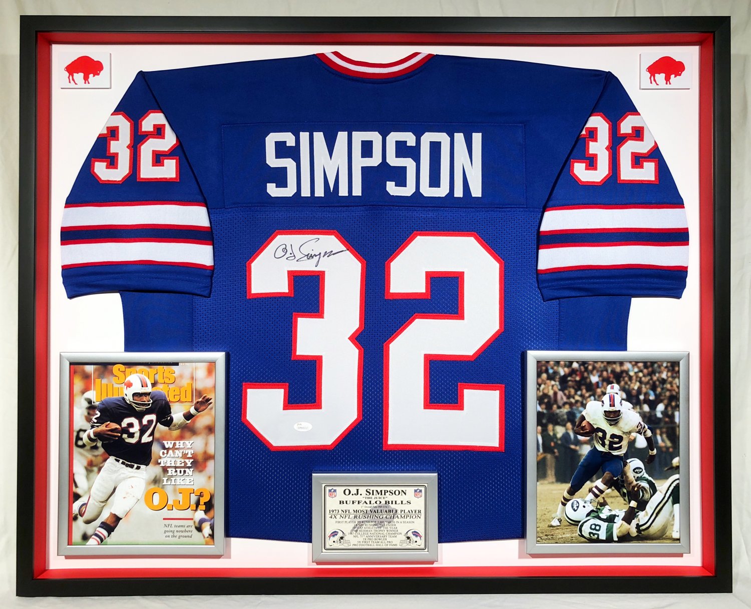 Premium Framed O.J. Simpson Signed / Autographed Buffalo Bills Jersey JSA COA oj
