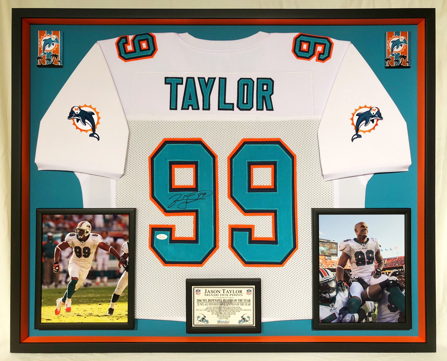 Premium Framed Jason Taylor Autographed / Signed Miami Dolphins Jersey ...