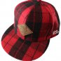 Red and black checker woolen fabric flat visor fashion caps