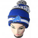 Dark blue 100% acrylic knitted girl's hat with pom-pom on topand embroidery