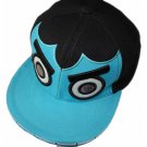 Blue and black kids cap with flat visor and embroidery