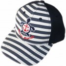 Kids cap blue and white strips with  embroidery