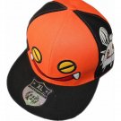 Orange and black kids cap with yellow embroidery eyes
